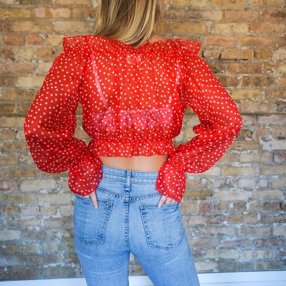 NWT Long sleeve off-the-shoulder supper crop top - Picture 6 of 10